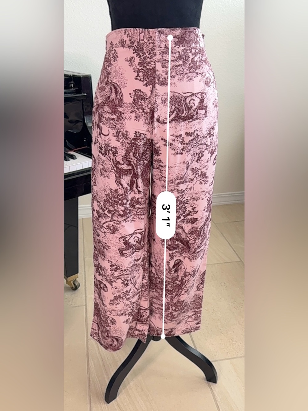 Women's Pink Toile Wide-Leg Jumpsuit - Picture 11 of 13